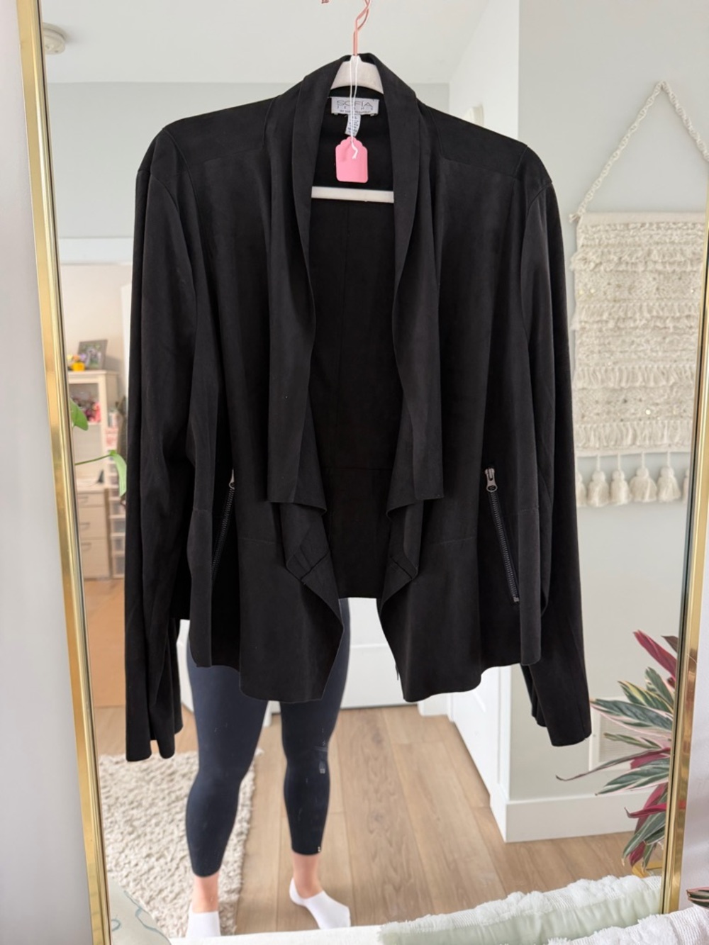 sofia by sofia vergara Black Draped Open-Front Blazer